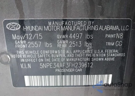 2015 Hyundai Sonata Sport from USA, damaged, VIN 5NPE34AF3FH239612